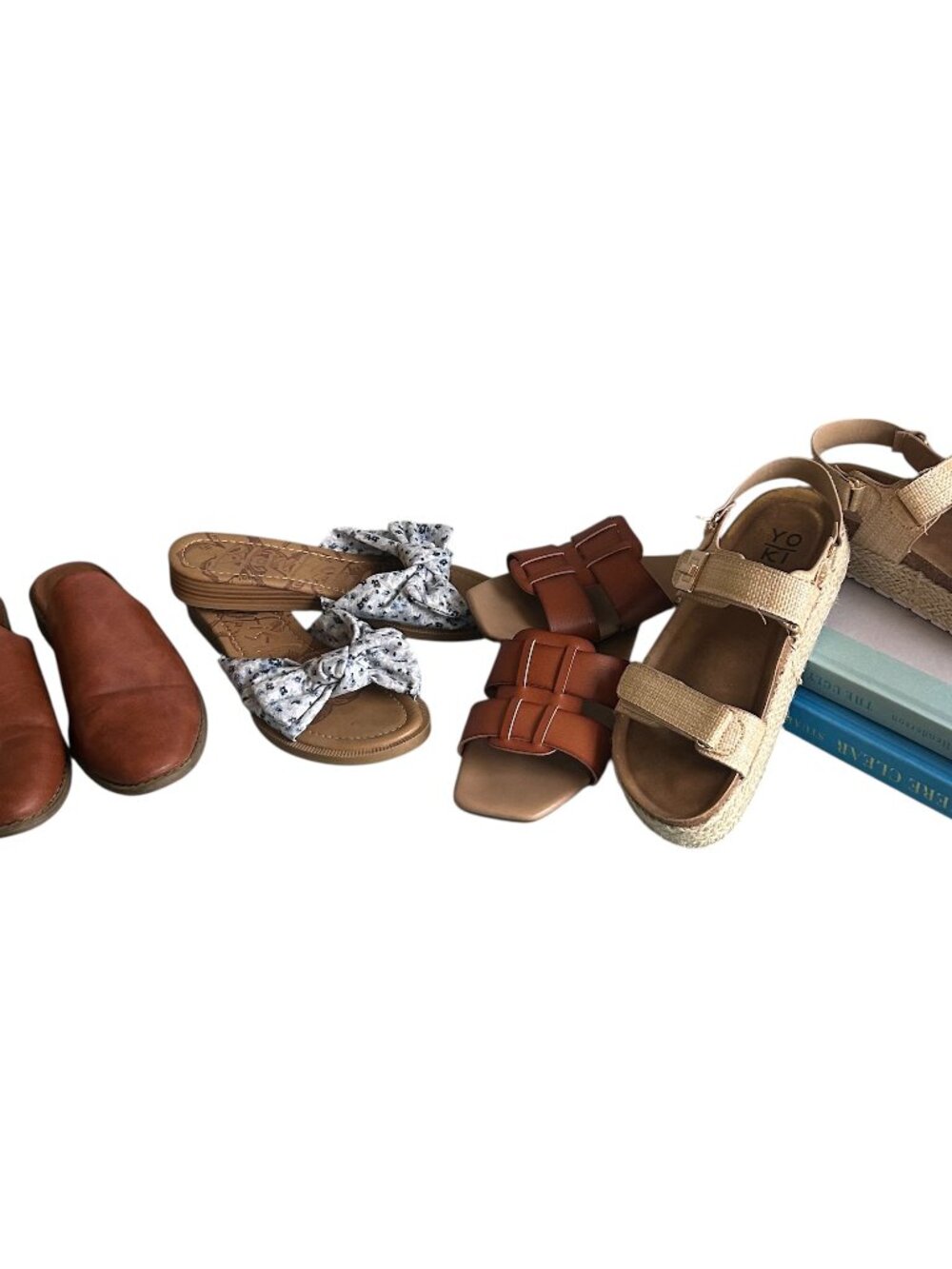 Sandals Slides Leather Floral Mules Platform Lot Size 7 Name Brands Sandal